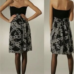 Diane Von Furstenberg DVF strapless silk chain link corset dress sz. 2